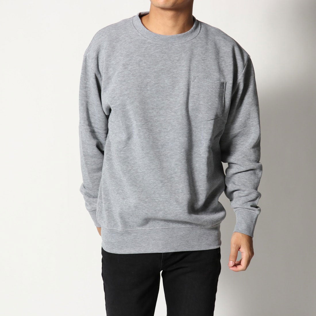 スタイルブロック STYLEBLOCK 裏起毛胸ポケット付クルーネック