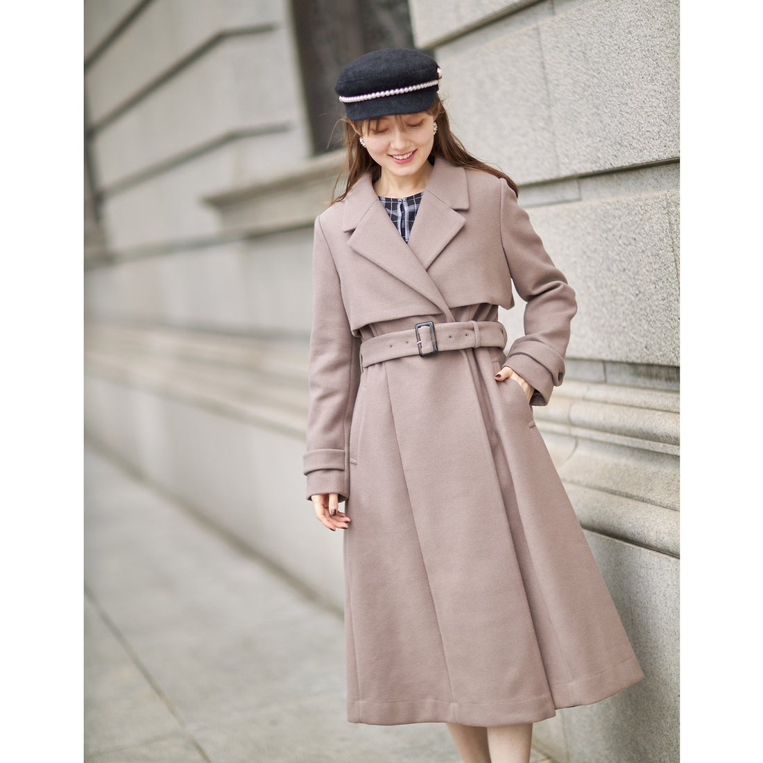 トッコクローゼット tocco closet ベルト付きヨークデザインロング