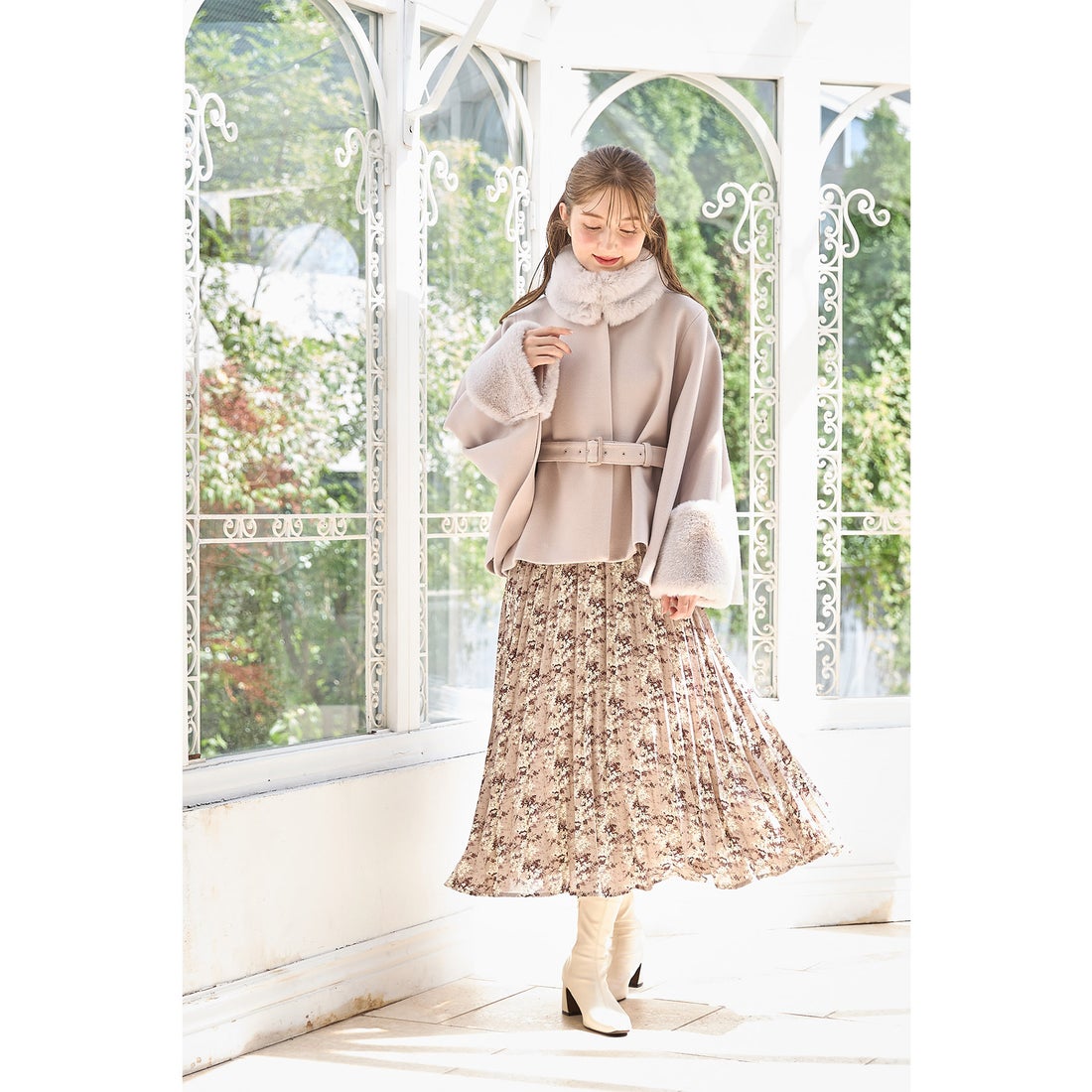 トッコクローゼット tocco closet 2WAYファー＆ベルト付きケープライク