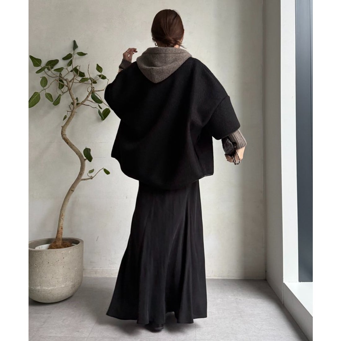 パル PAL 【DouDou】ウーレットポンチョ風アウター （black