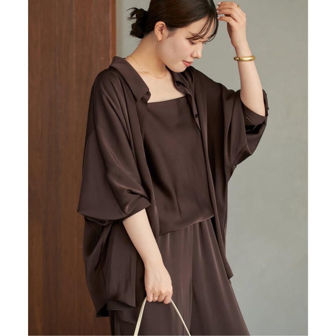 プラージュ Plage dull satin dolman ブラウス （ブラウン