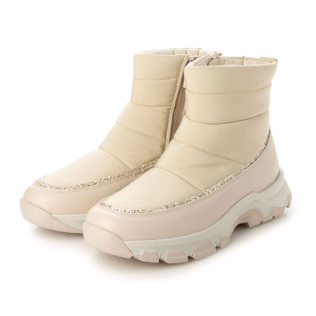 プラスダイアナ ＋diana グリッター ショート丈スノーブーツ