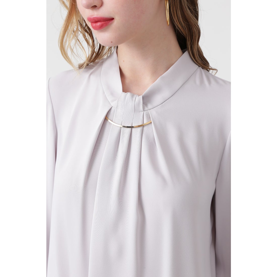 PINKY & DIANNE メタルバータックブラウス ホワイト -ファッション通販