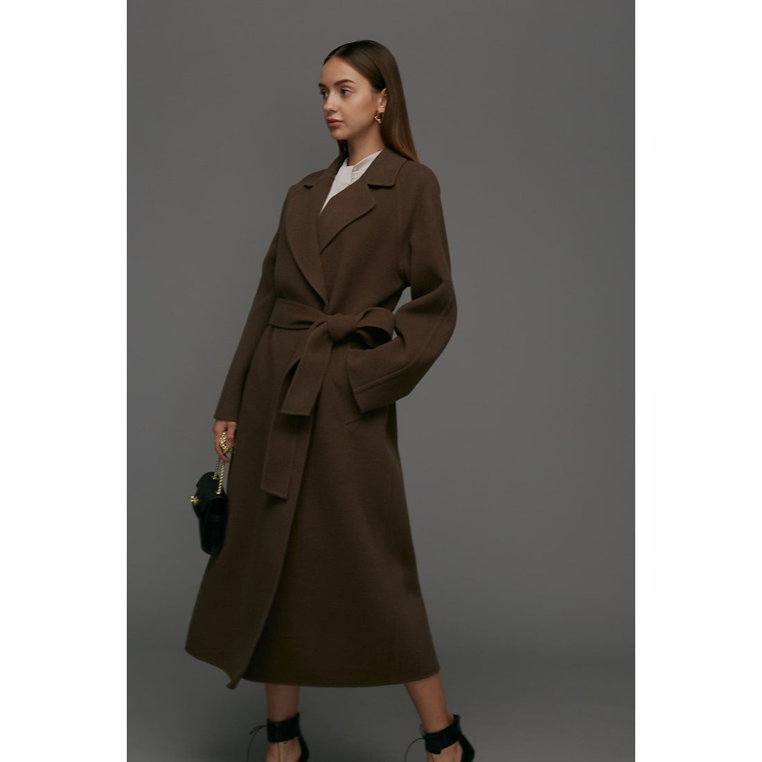 PINKY & DIANNE ベルテッドリバーコート ココアブラウン -ファッション