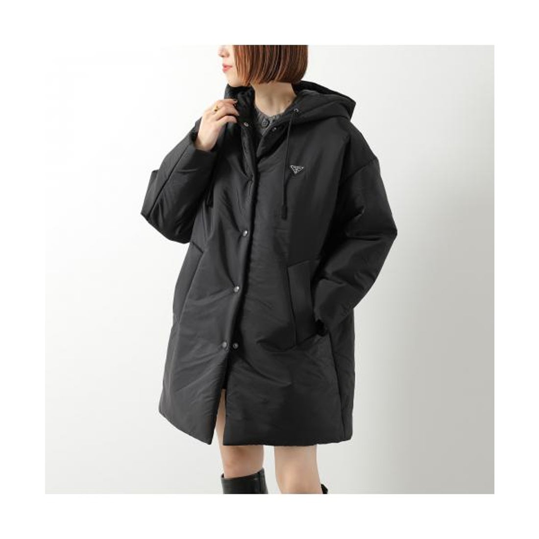 プラダ PRADA PRADA 中綿コート 29D960 1WQ9 Re-Nylon フード ミドル丈