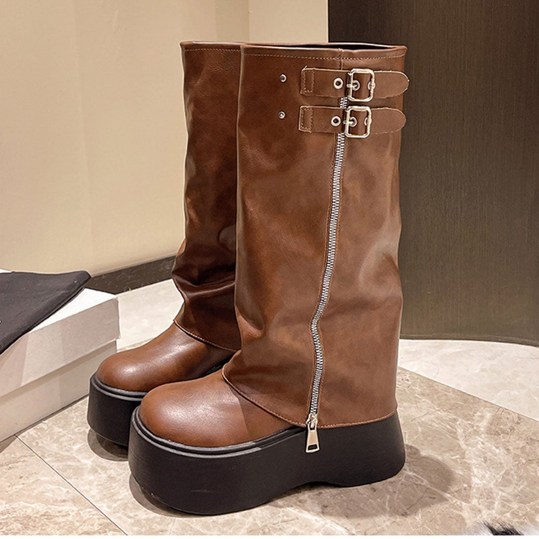 ロディック Rodic レディース ロングブーツ （ブラウン