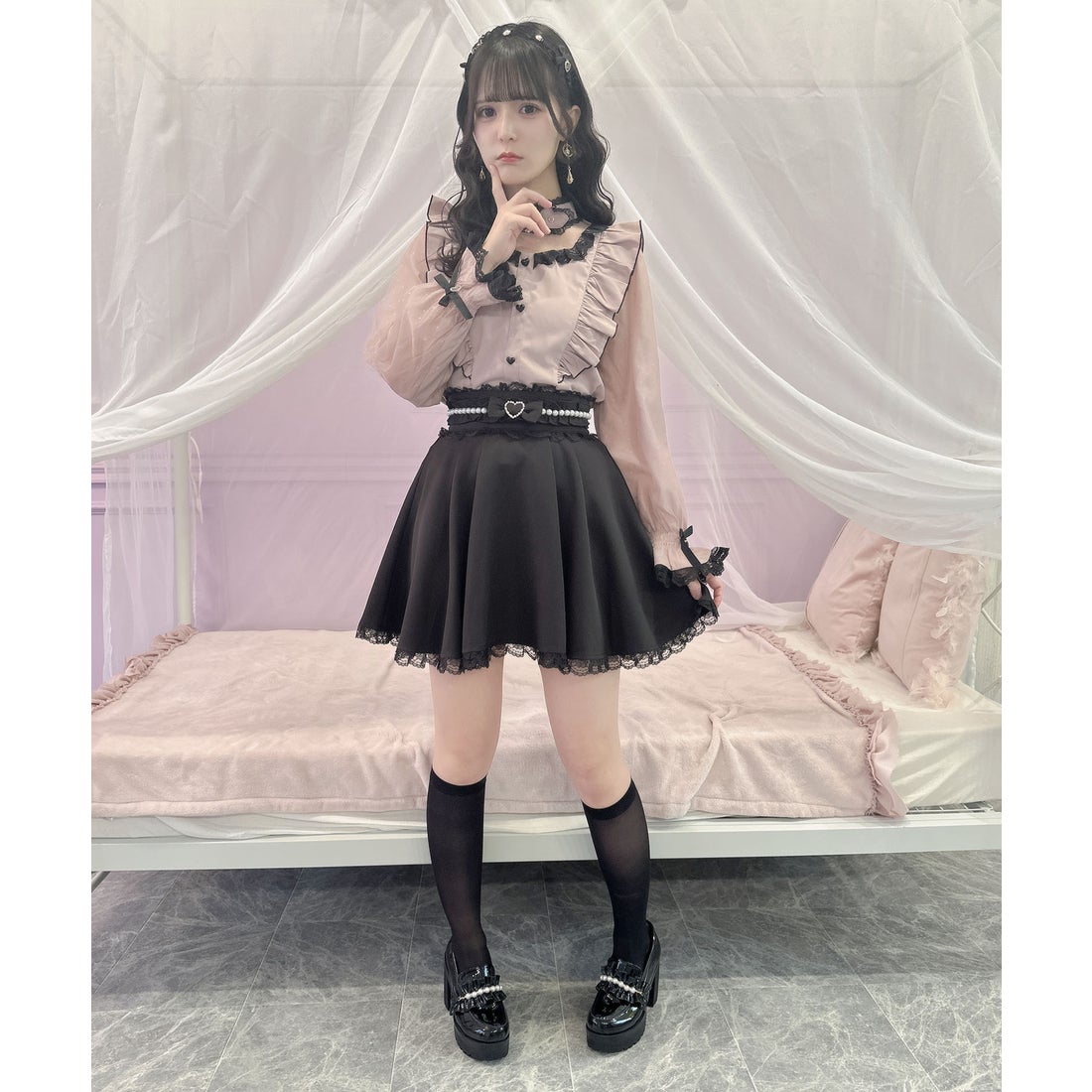 ロジータ ROJITA ハートバックルチョーカーシアースリーブブラウス