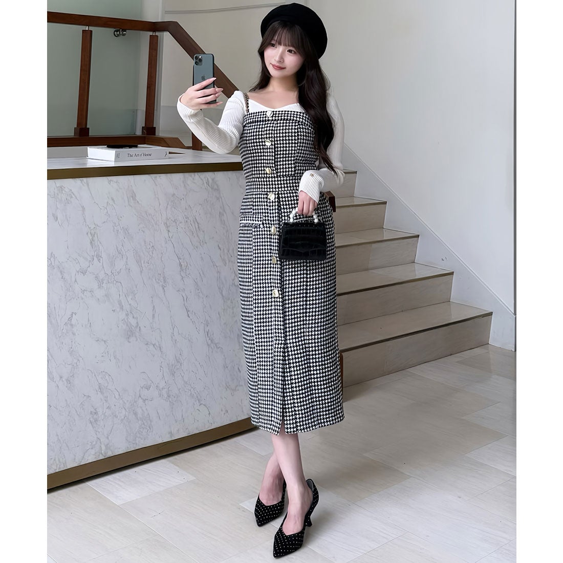 ロイヤルパーティー ROYAL PARTY ダブルチェーンストラップツイード