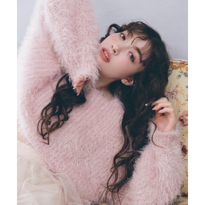 レディアゼル REDYAZEL クロップドシャギーニットトップス （ピンク