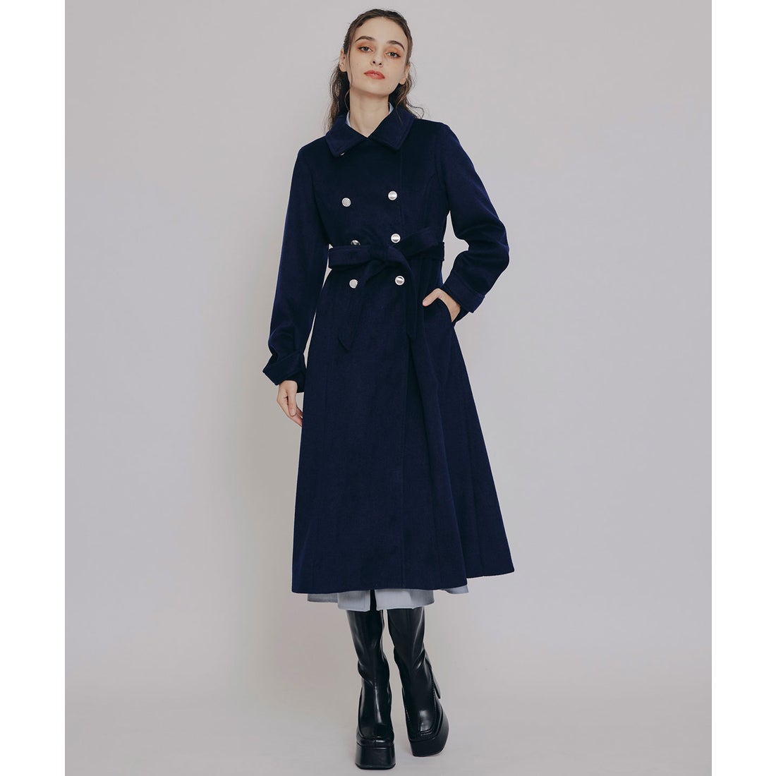 レディアゼル REDYAZEL 2WAYカラーダブルロングコート （ネイビー