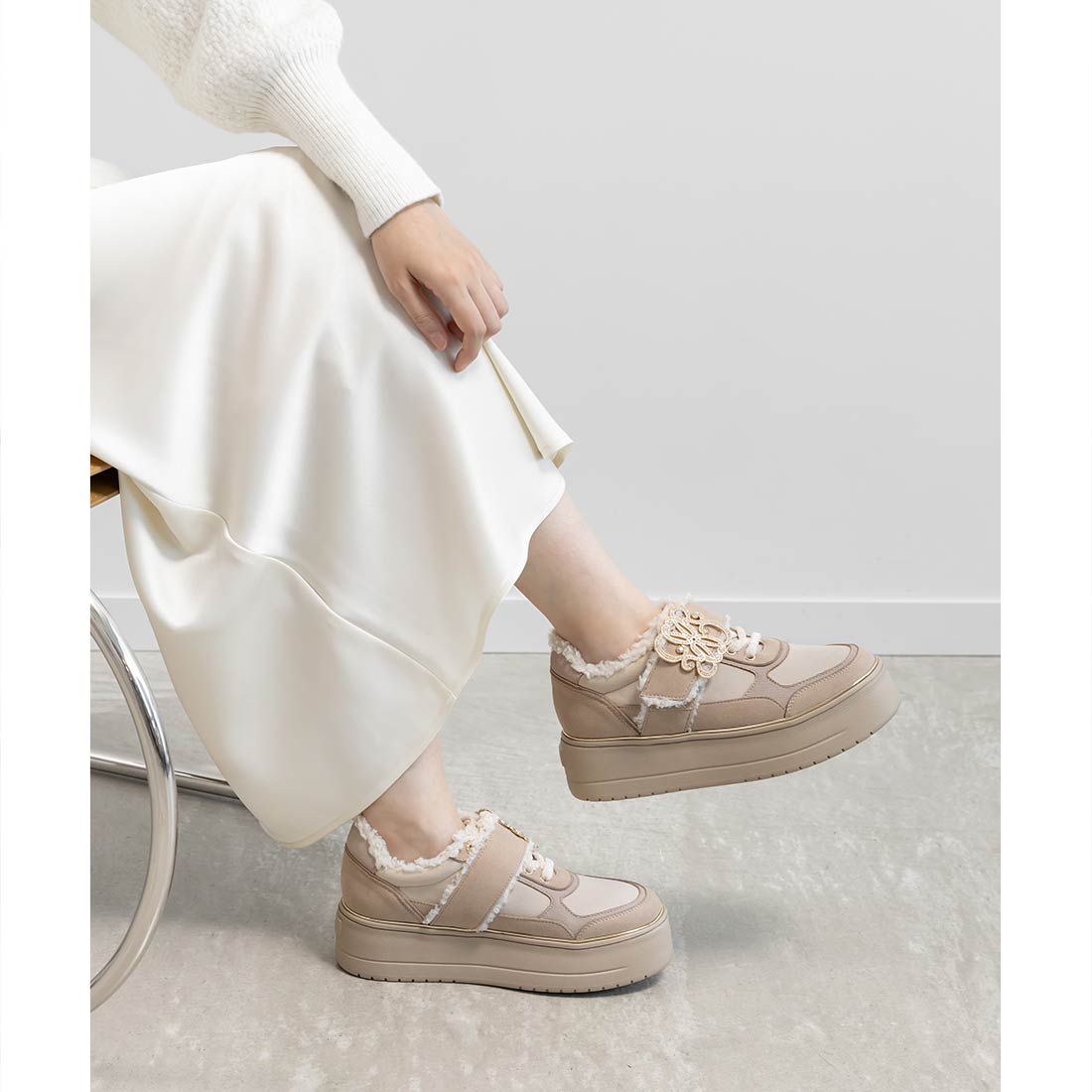 ランダ RANDAボリュームソールボアスニーカー （BEIGE） -靴