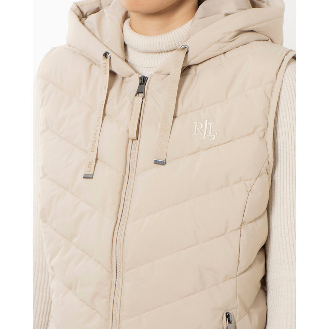 ラルフローレン RALPH LAUREN ☆ロゴ刺繍フード付きエコダウンベスト