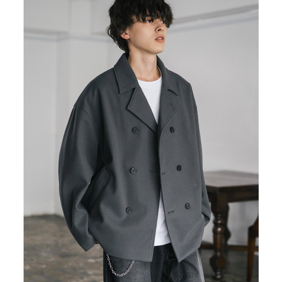 ロッキーモンロー Rocky Monroe Pコート ショート丈 ダブルブレスト