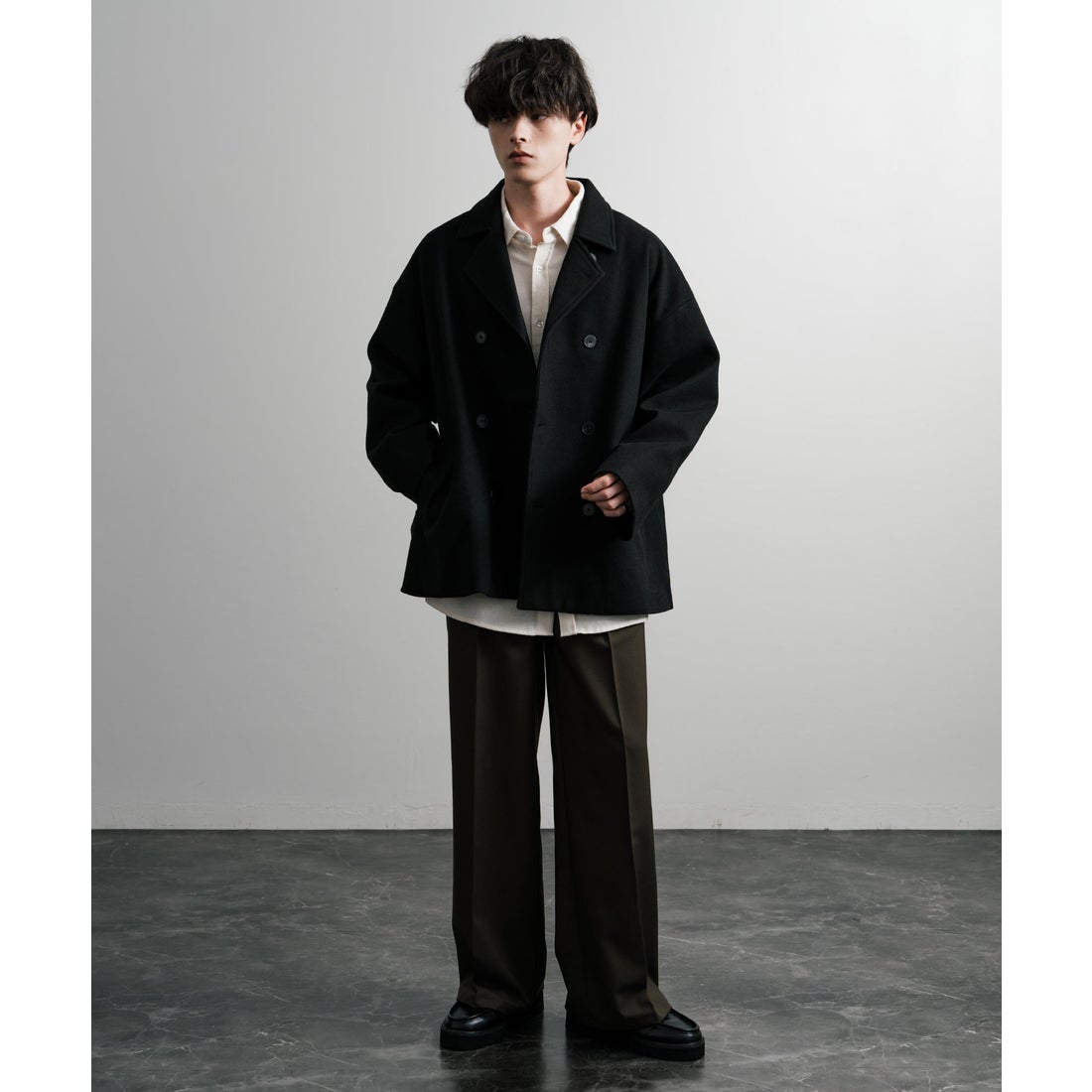 ロッキーモンロー Rocky Monroe Pコート ダブル ショート丈 メンズ