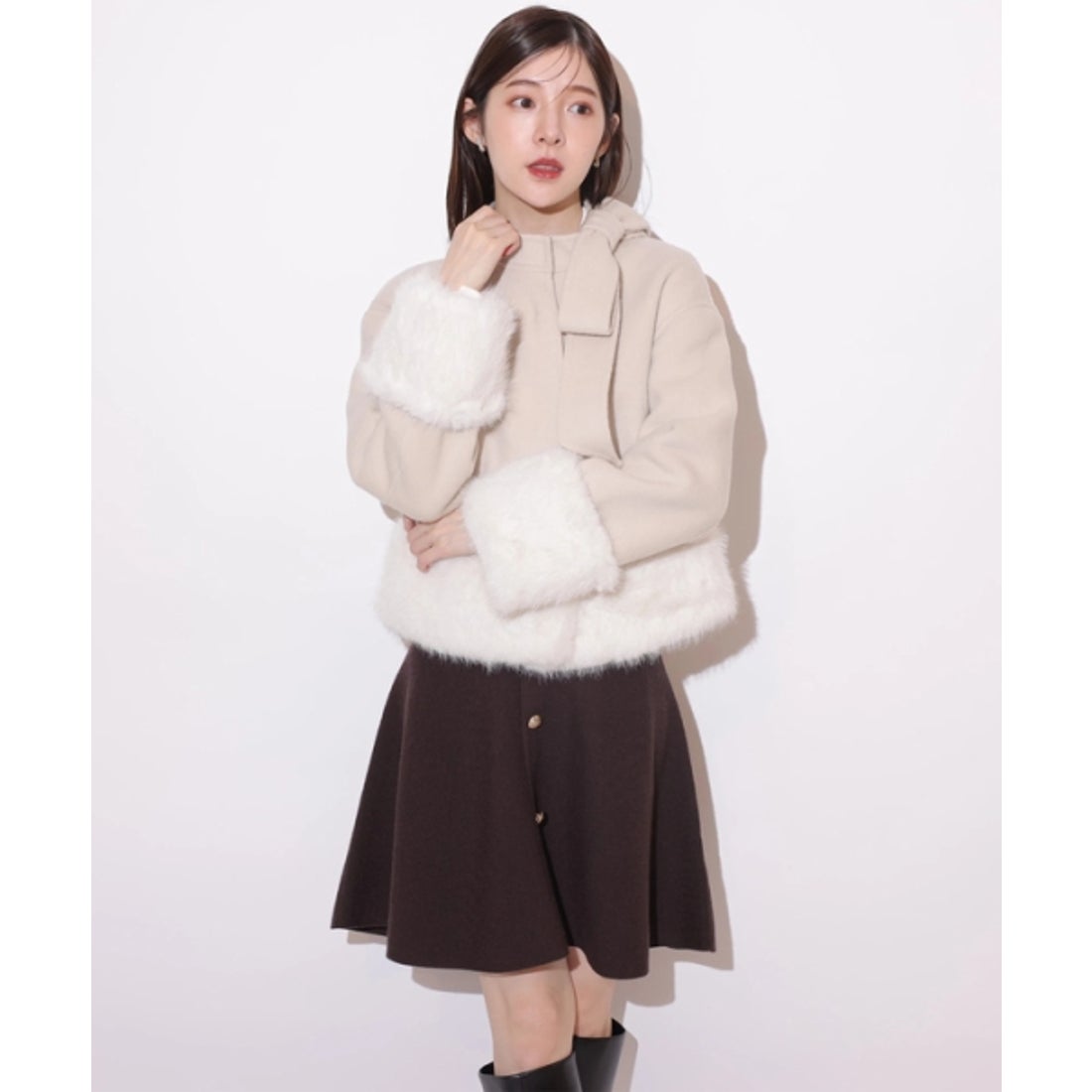 リランドチュール Rirandture リボンネックファーリバーコート （薄