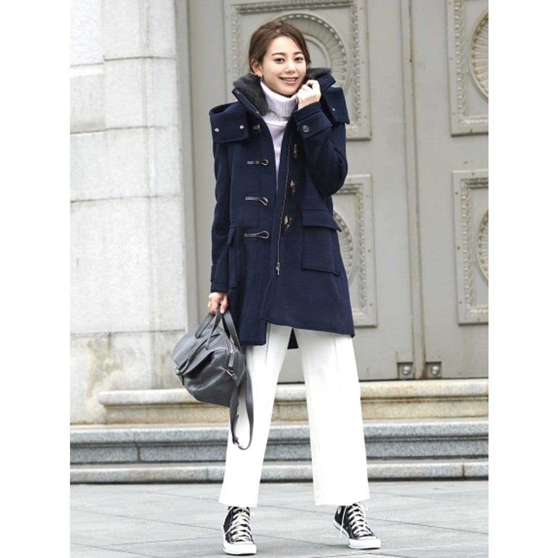 RUIRUE BOUTIQUE ラビットファーミドルダッフルコート （ネイビー(NE