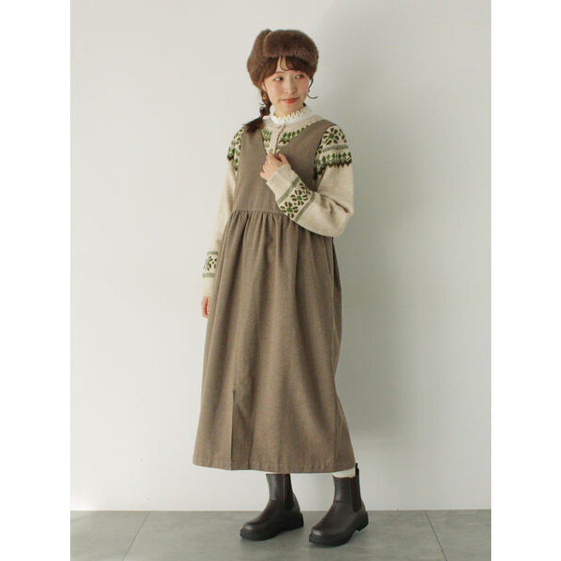 サマンサ モスモス Samansa Mos2 前後2WAYジャンパースカート （モカ