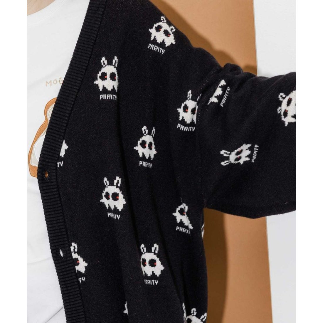 スカラー ScoLar オバケうさぎジャガードニットカーディガン