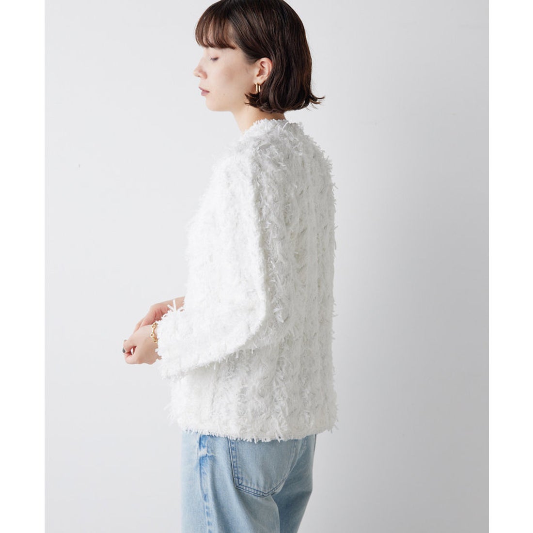 ウィムガゼット Whim Gazette ツィードカーディガン （black