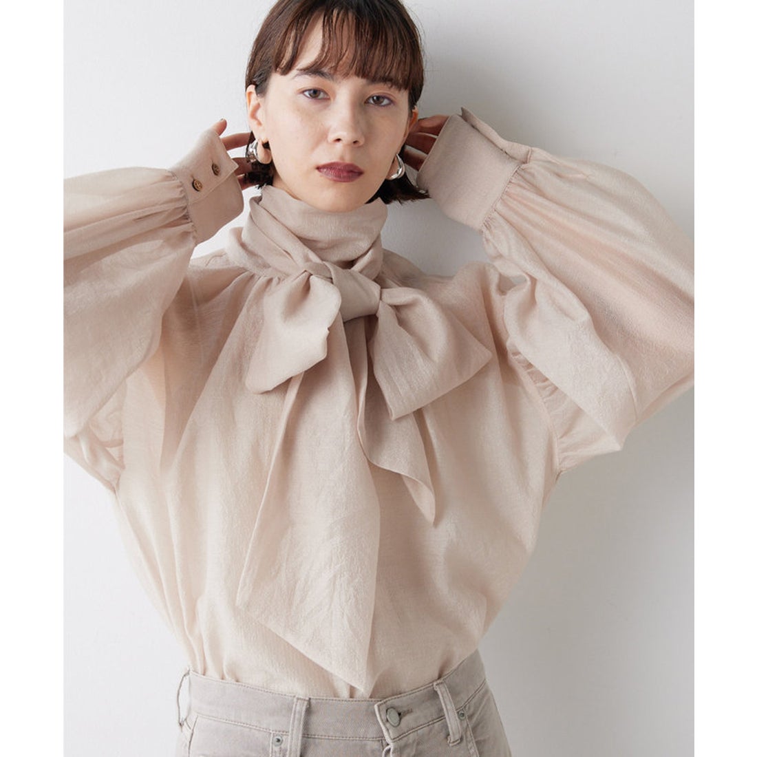 ウィムガゼット Whim Gazette オーガンザボウブラウス （babypink