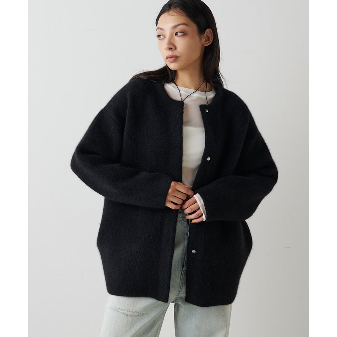 ウィムガゼット Whim Gazette セッケツニットジャケット （black） -靴