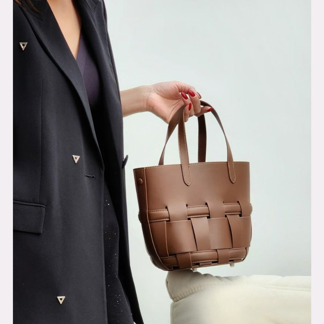 トミエコ Tomieco LEATHER トート/2wayショルダー 編み込みバッグ （D