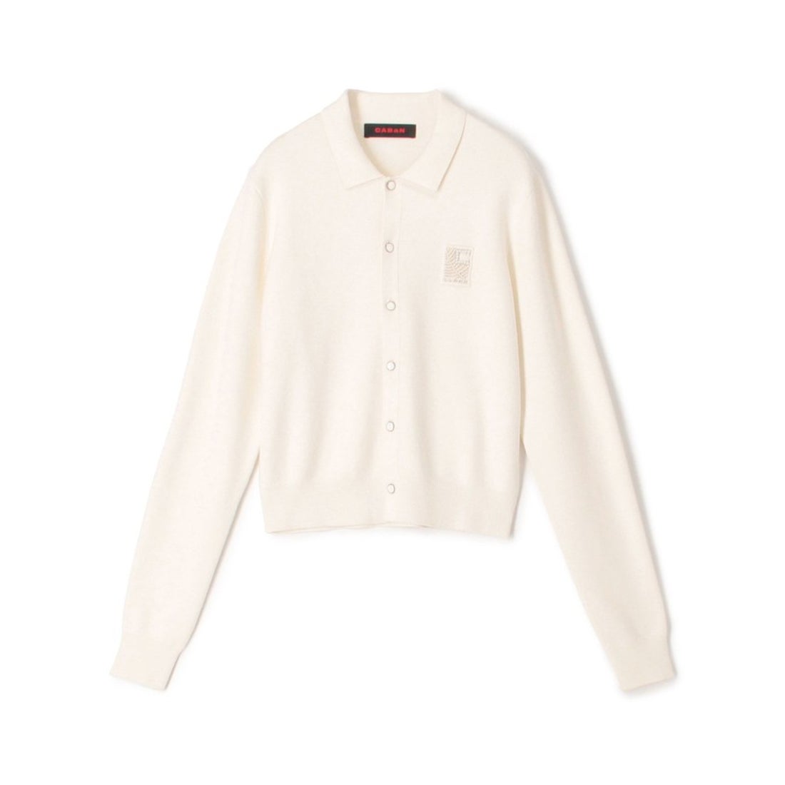キャバン CABaN CABaN コットンカシミヤ パールロゴポロカーディガン