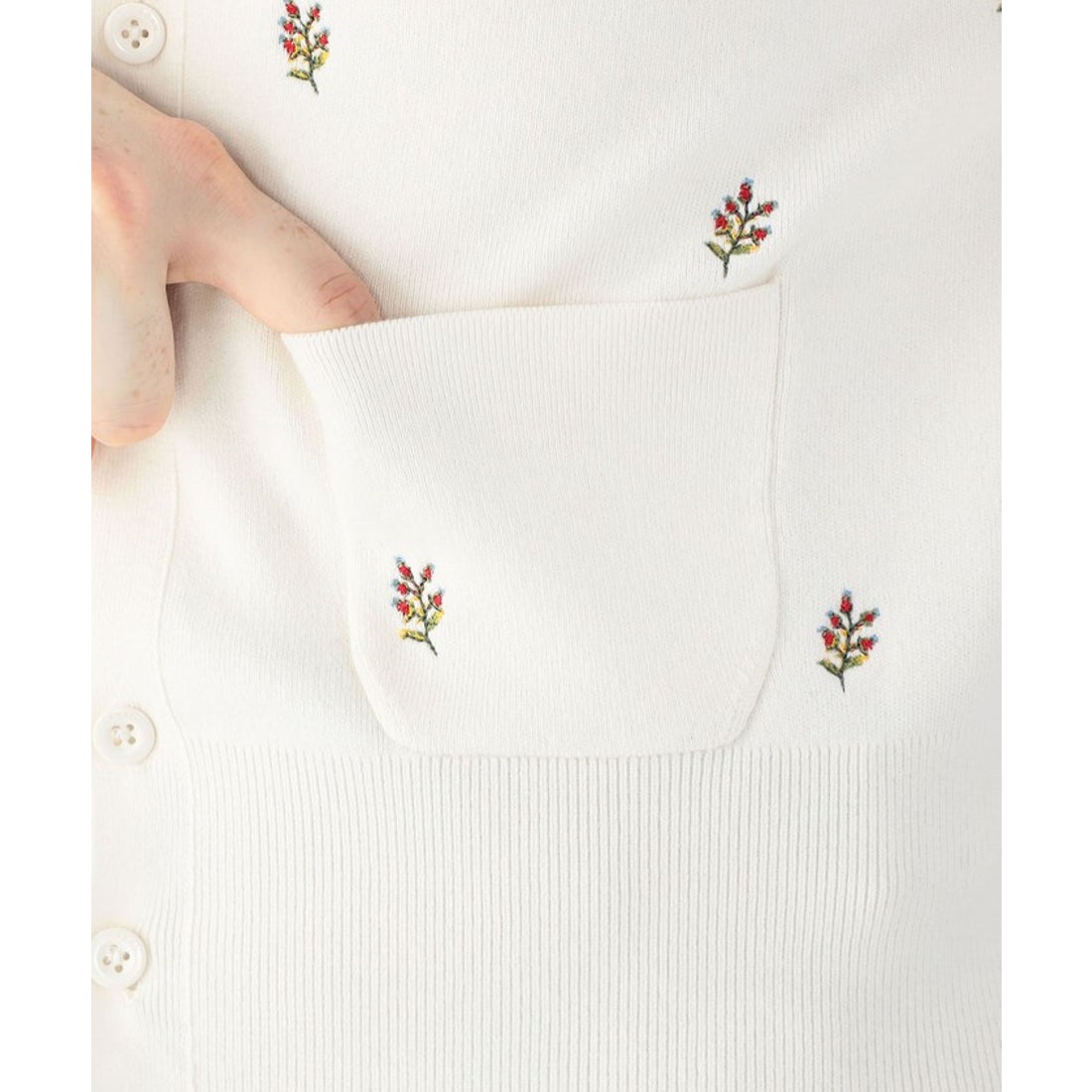 キャバン CABaN CABaN コットンカシミヤ フラワーエンブロイダリー