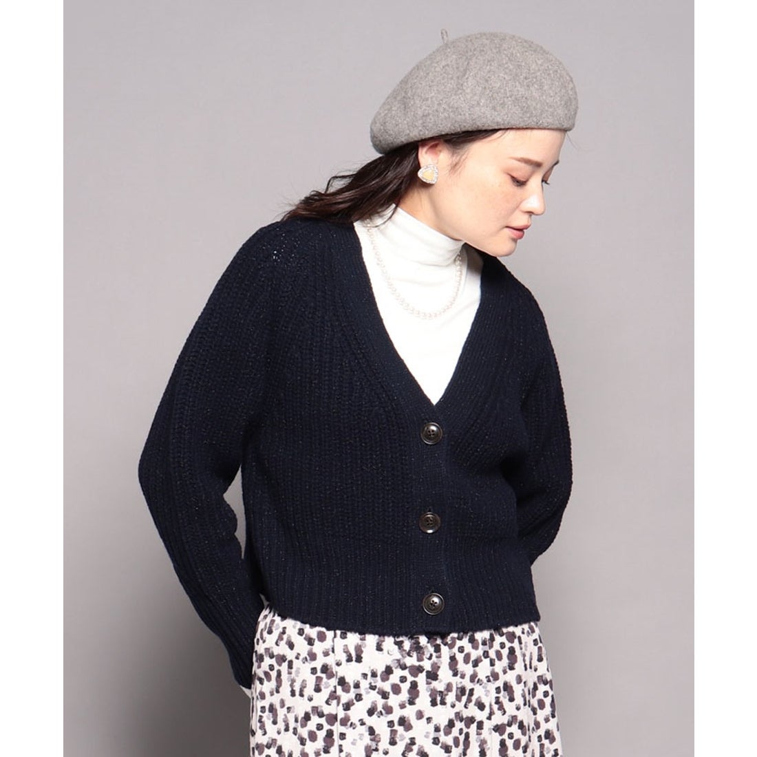 ティッカ TICCA ラメVネックカーディガン （grey） -ファッション通販