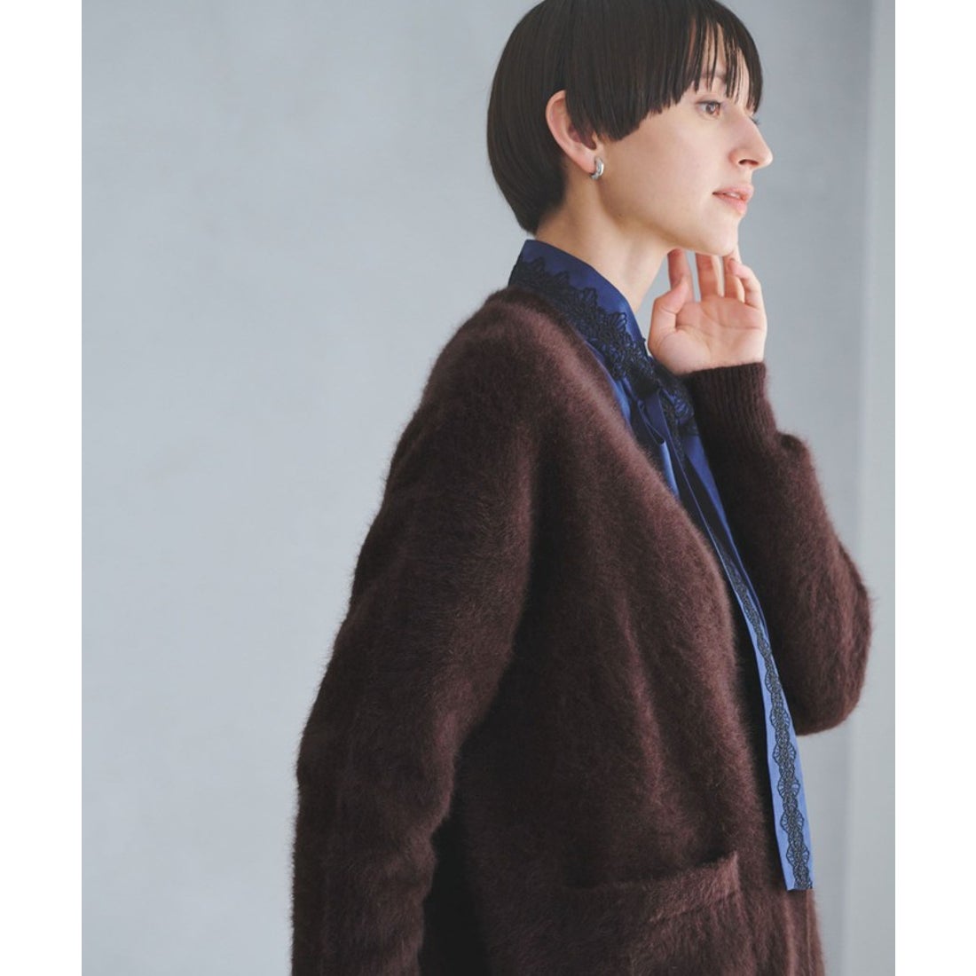 UNITED ARROWS フォックスカシミヤ ミドル カーディガン （NAVY