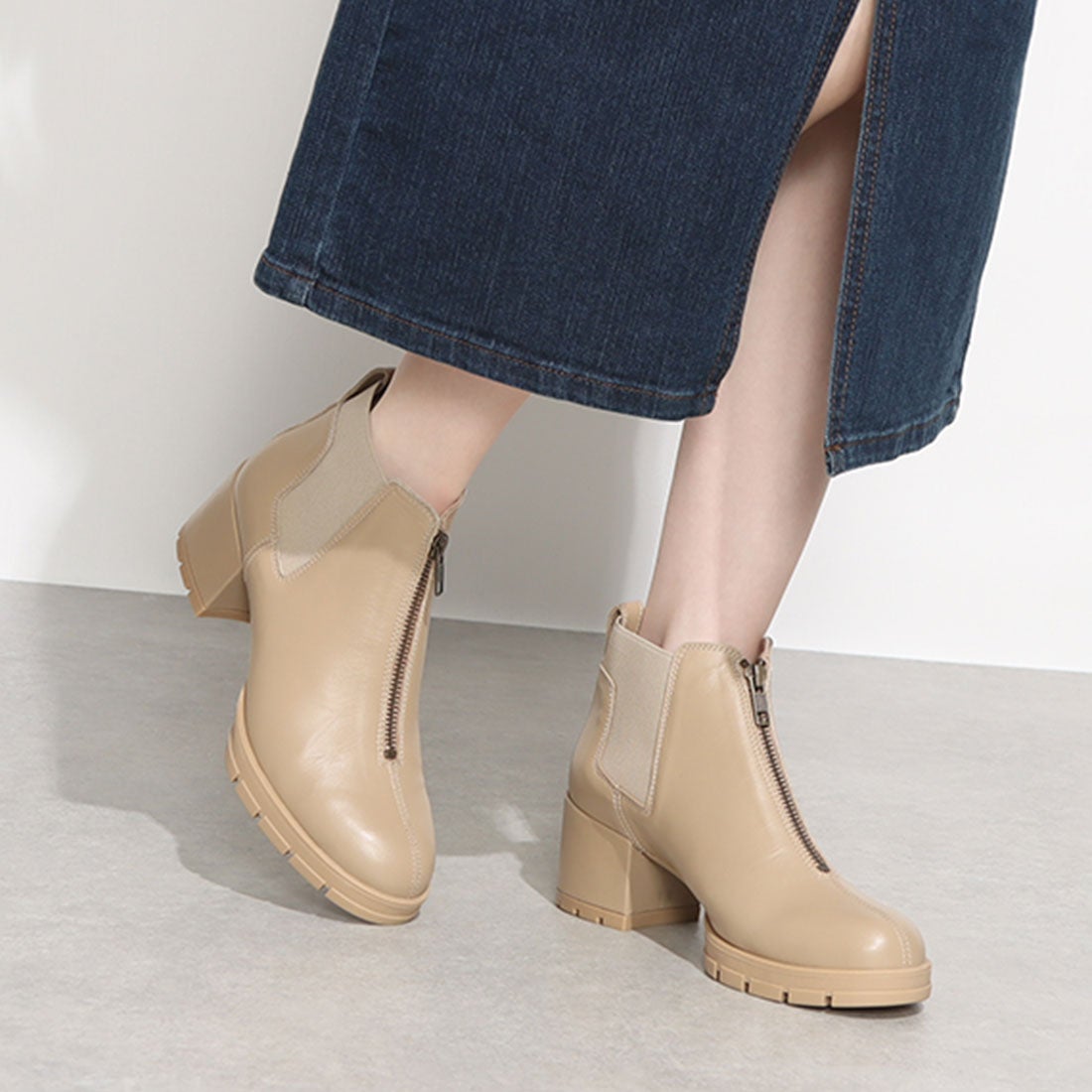 ウニサ UNISA センタージップショートブーツ （ベージュ） -インポート