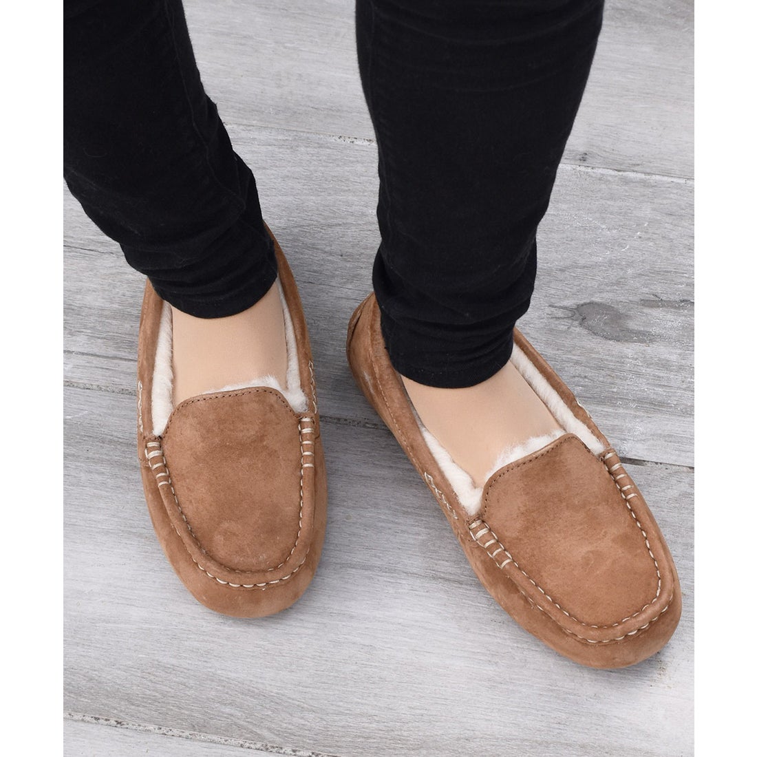 アグ UGG ANSLEY ウールボア スリッポン ローファー モカシン