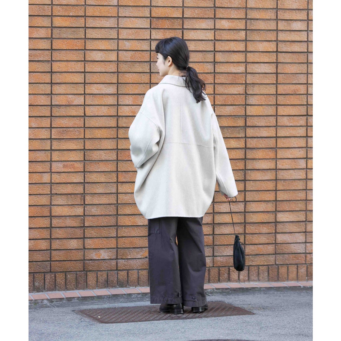 カグレ かぐれ ウールステンカラーショートコート （ブラック