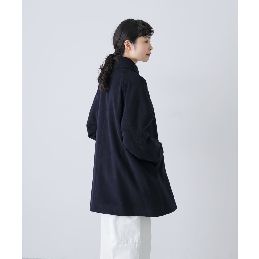 カグレ かぐれ ウールシングルPコート （ネイビー） - ファッション