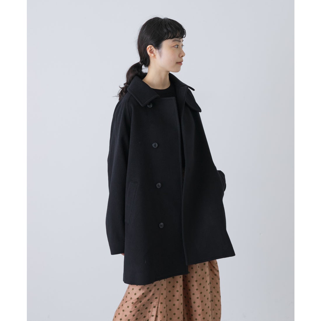 カグレ かぐれ ウールシングルPコート （ネイビー） - ファッション