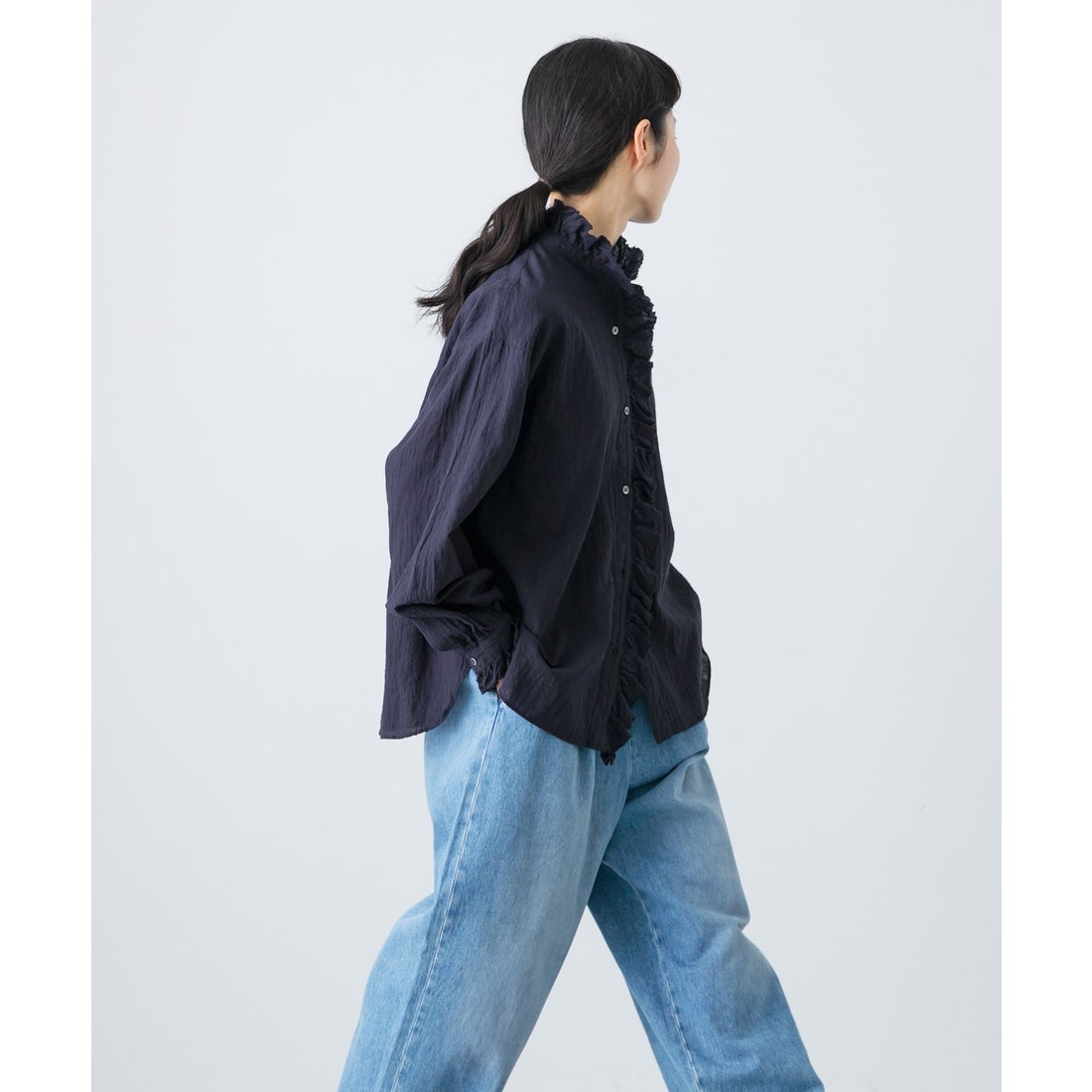 カグレ かぐれ コットンリネンフリルカラーシャツ （OFF