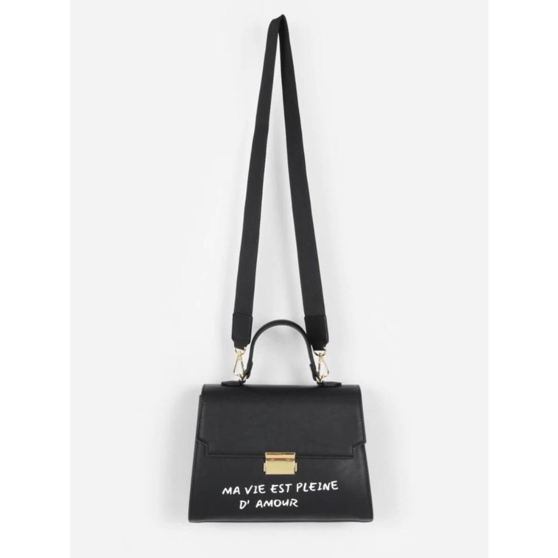 ヴァン Vin メッセージプリント2wayスクエアバッグ （ブラック