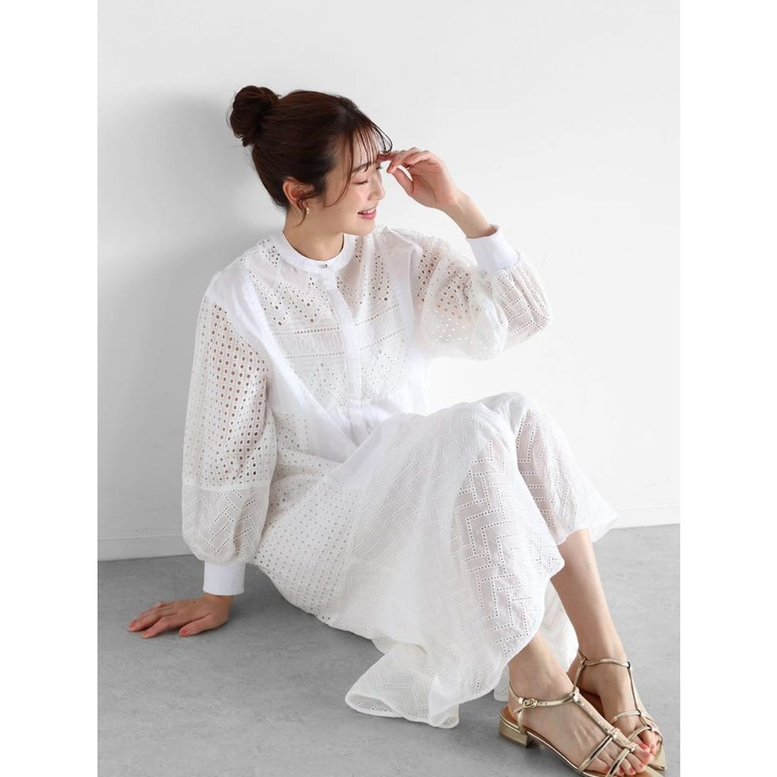 ヴァン Vin カットワークレースワンピース （ブラック