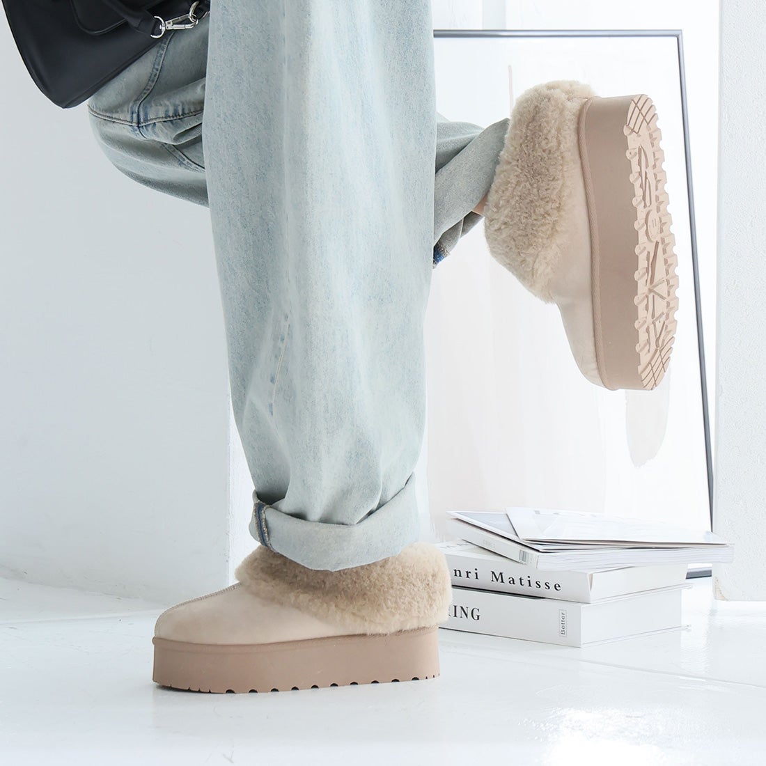 ヴィヴィアン VIVIAN 【もふぽか】 厚底サボムートンブーツ （ベージュ