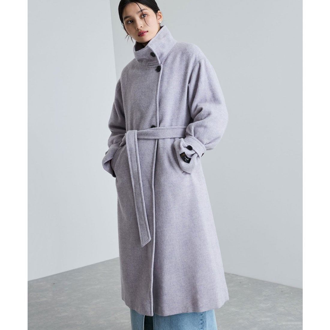 ビス VIS 【静電気防止】【2WAY】ウール混シャギーロングコート