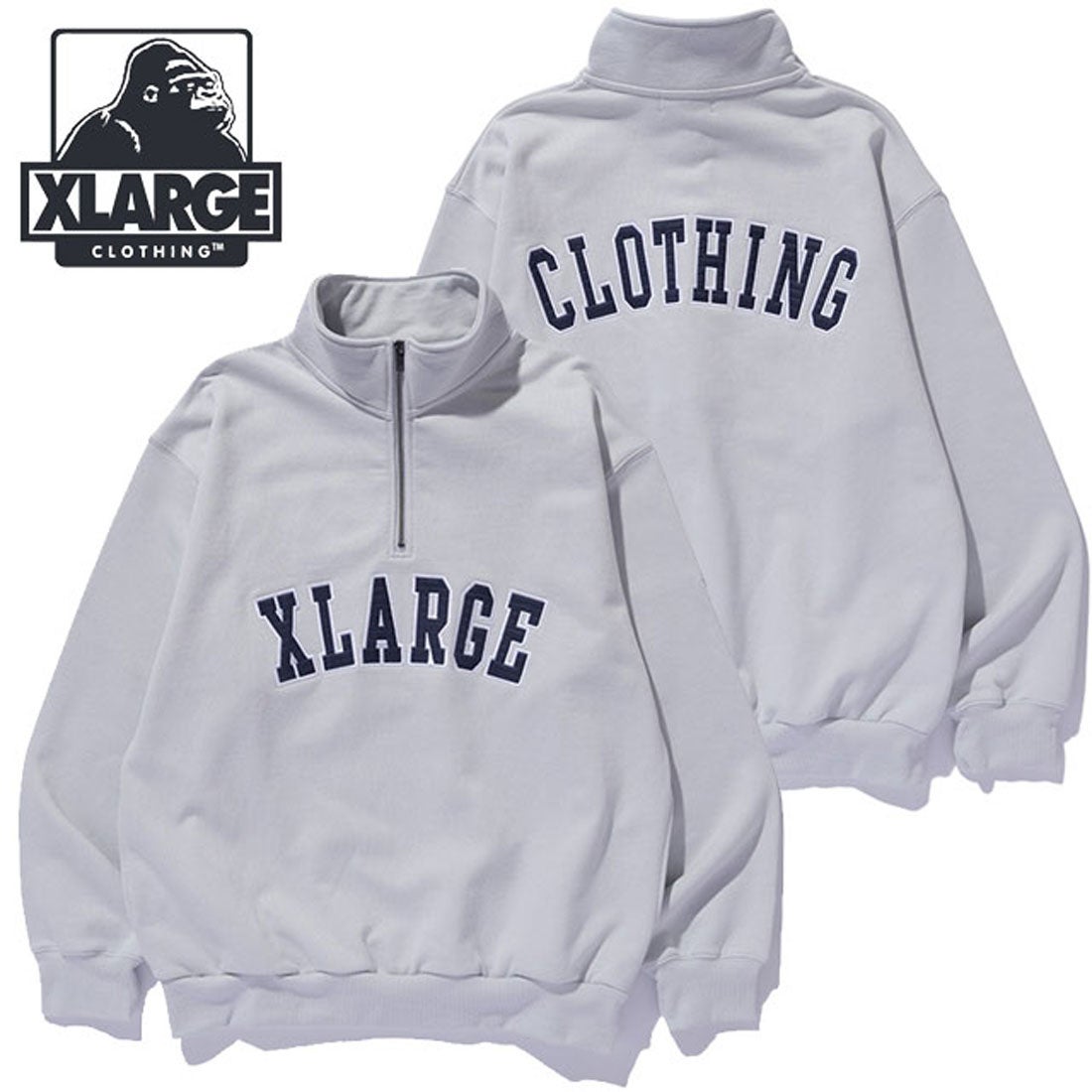 エクストララージ XLARGE ARCH LOGO HALF ZIP SWEATSHIRT GREY