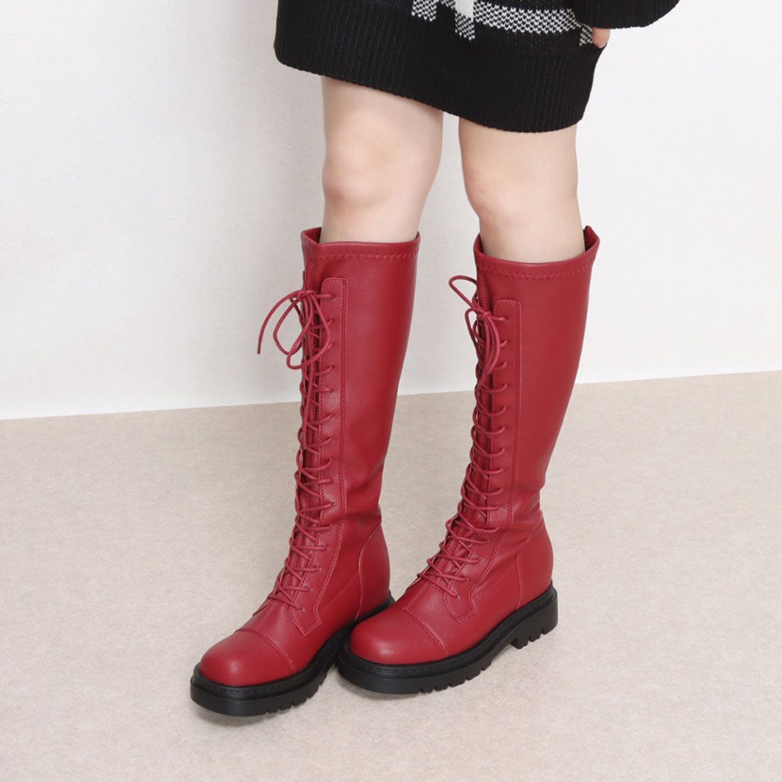 レースアップロングブーツ （ワイン） -YOSUKE U・S・A 公式