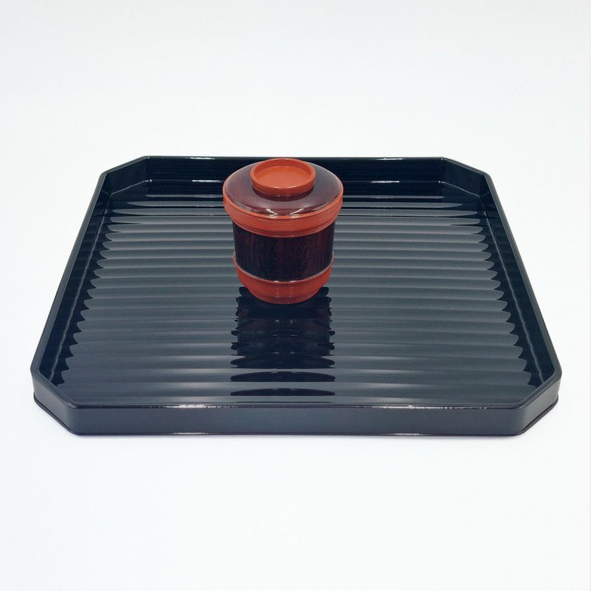 茶道具 懐石道具（かいせきどうぐ） カンナ目膳 木製 溜塗 利休好写 五