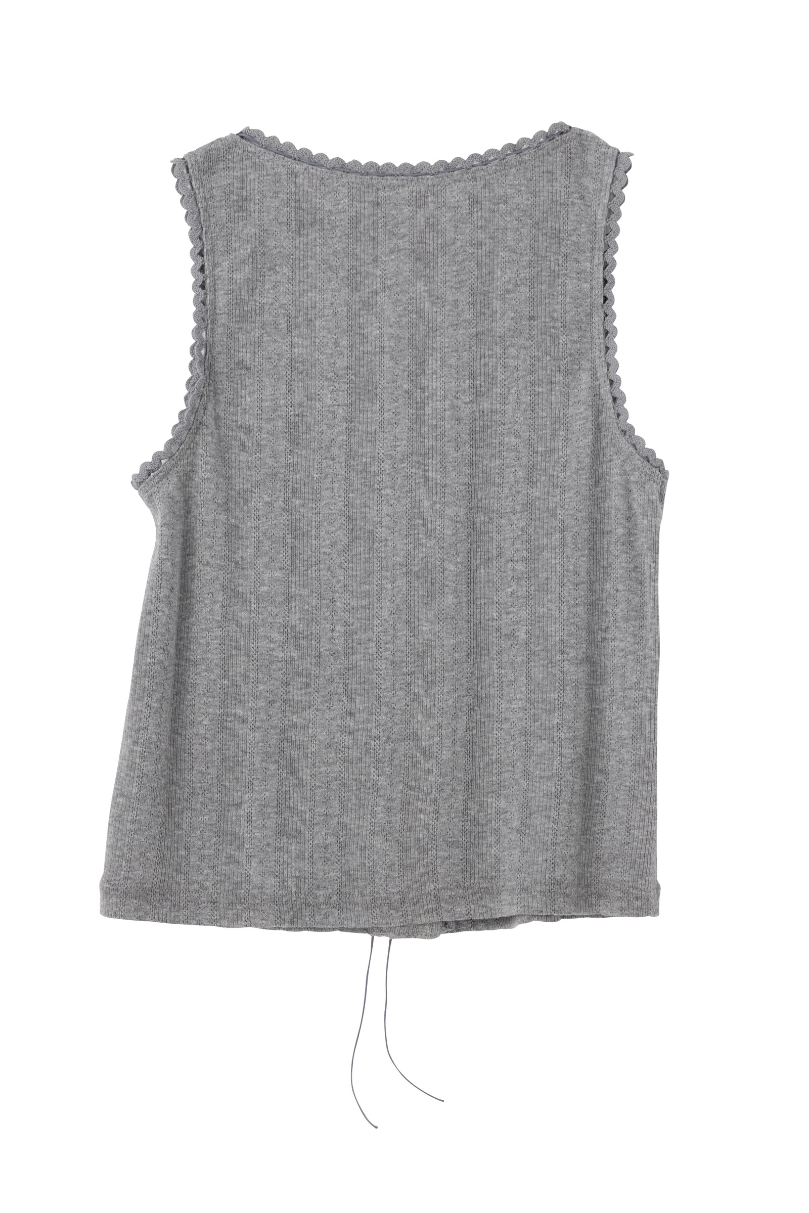 SEA EYELET RIBBED SLEEVELESS CARDIGAN