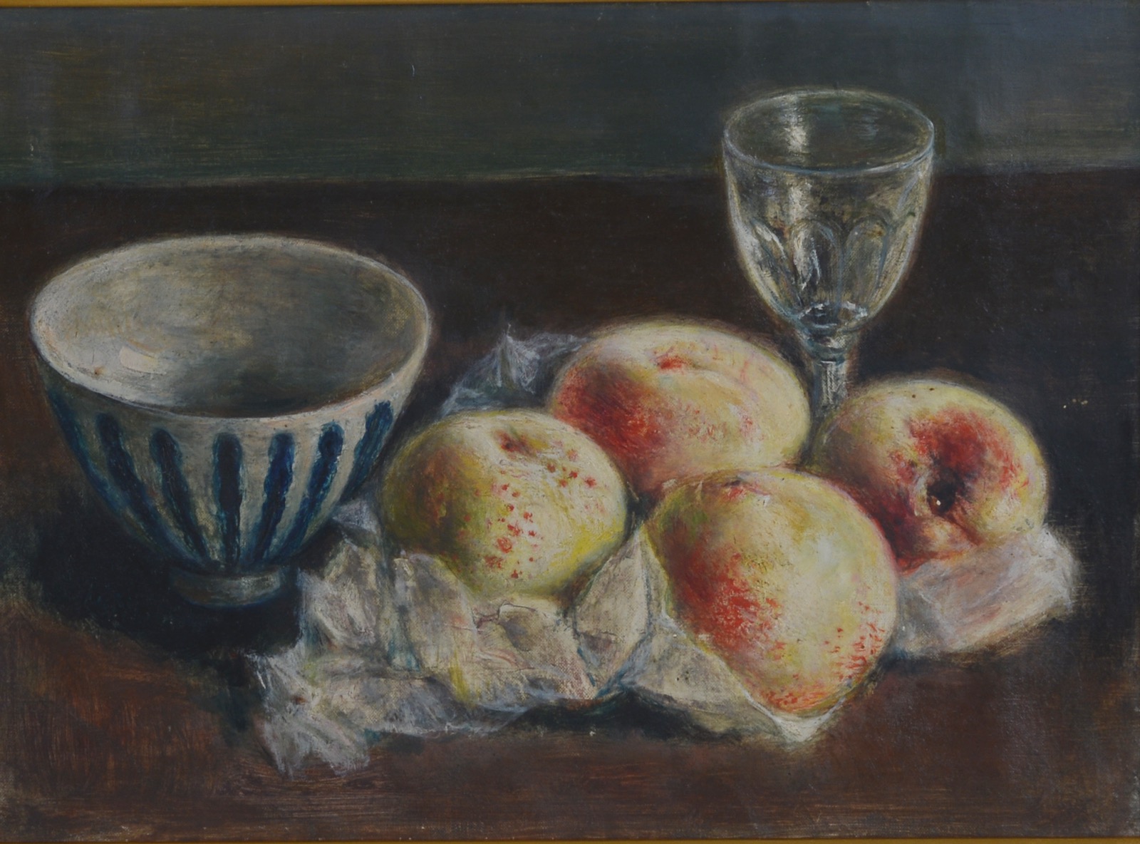 B000003-1949｜椿貞雄｜静物（桃と茶碗のある）｜本間美術館所蔵作品