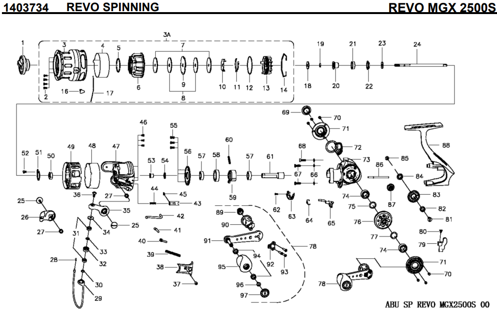 1403734 REVO MGX 2500S | PureFishing Japan 製品リールパーツリスト