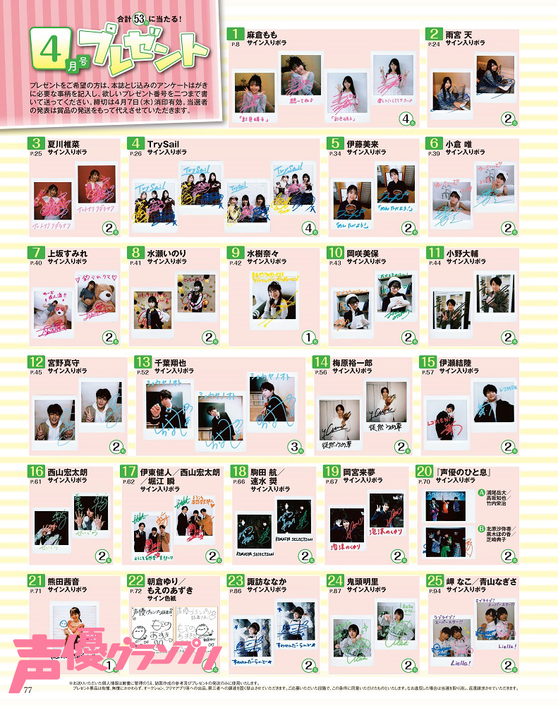 声グラ4月号】麻倉ももさん、岬なこさん＆青山なぎささんサイン入り