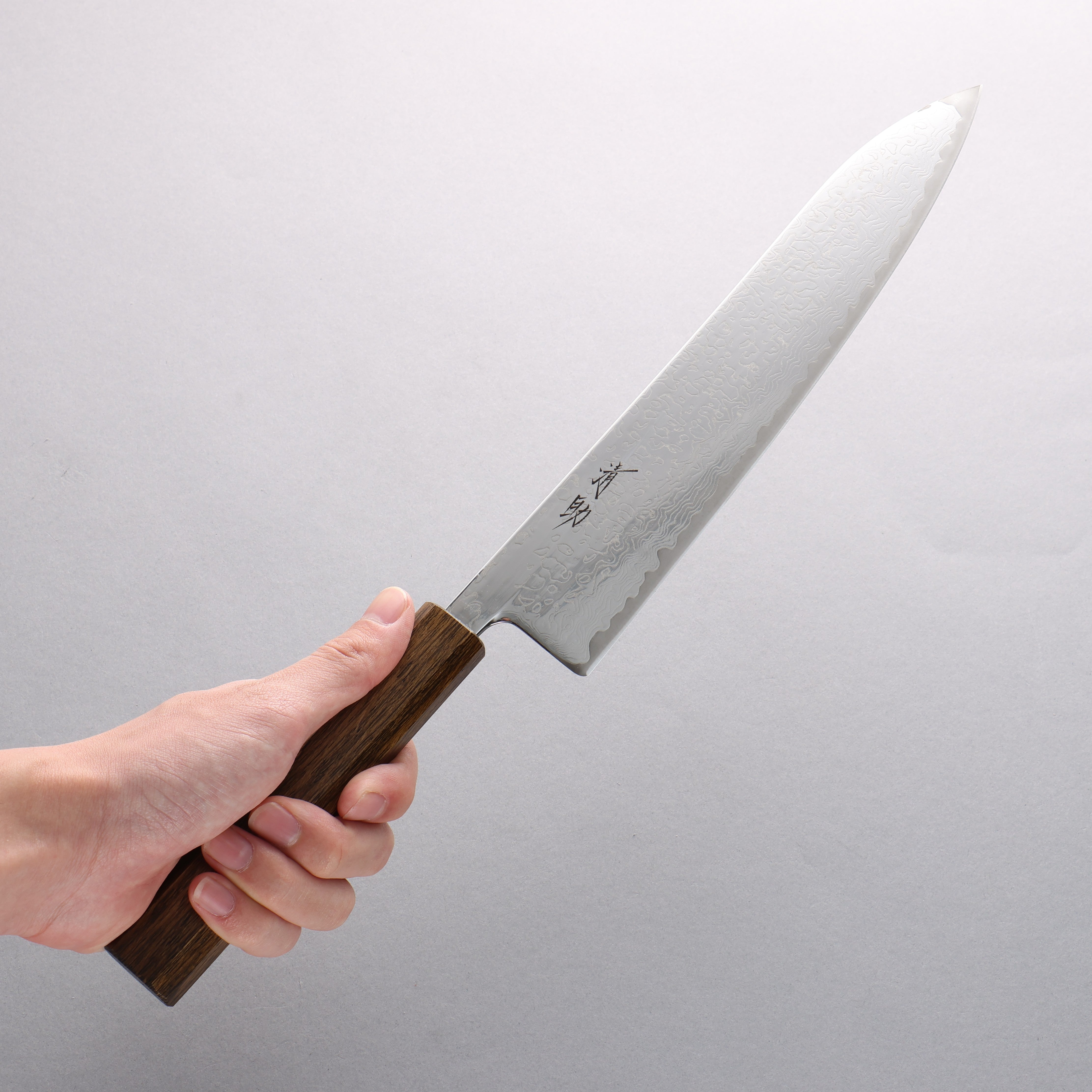 清助 V金10号 鏡面仕上げ ダマスカス 牛刀包丁 240mm 樫柄 – 清助刃物