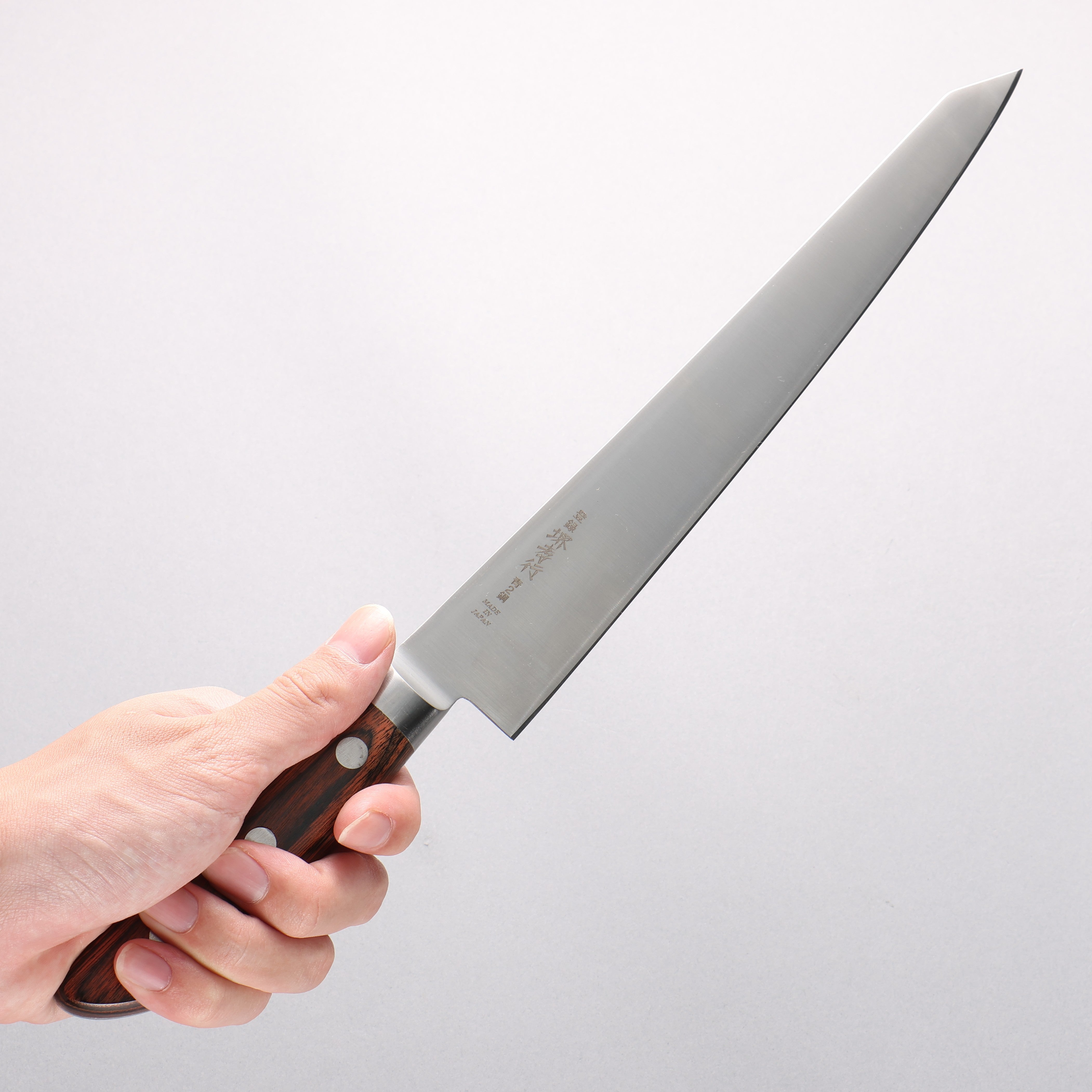 堺 孝行 青ニ鋼 本焼 切付筋引包丁 – 清助刃物 Japan