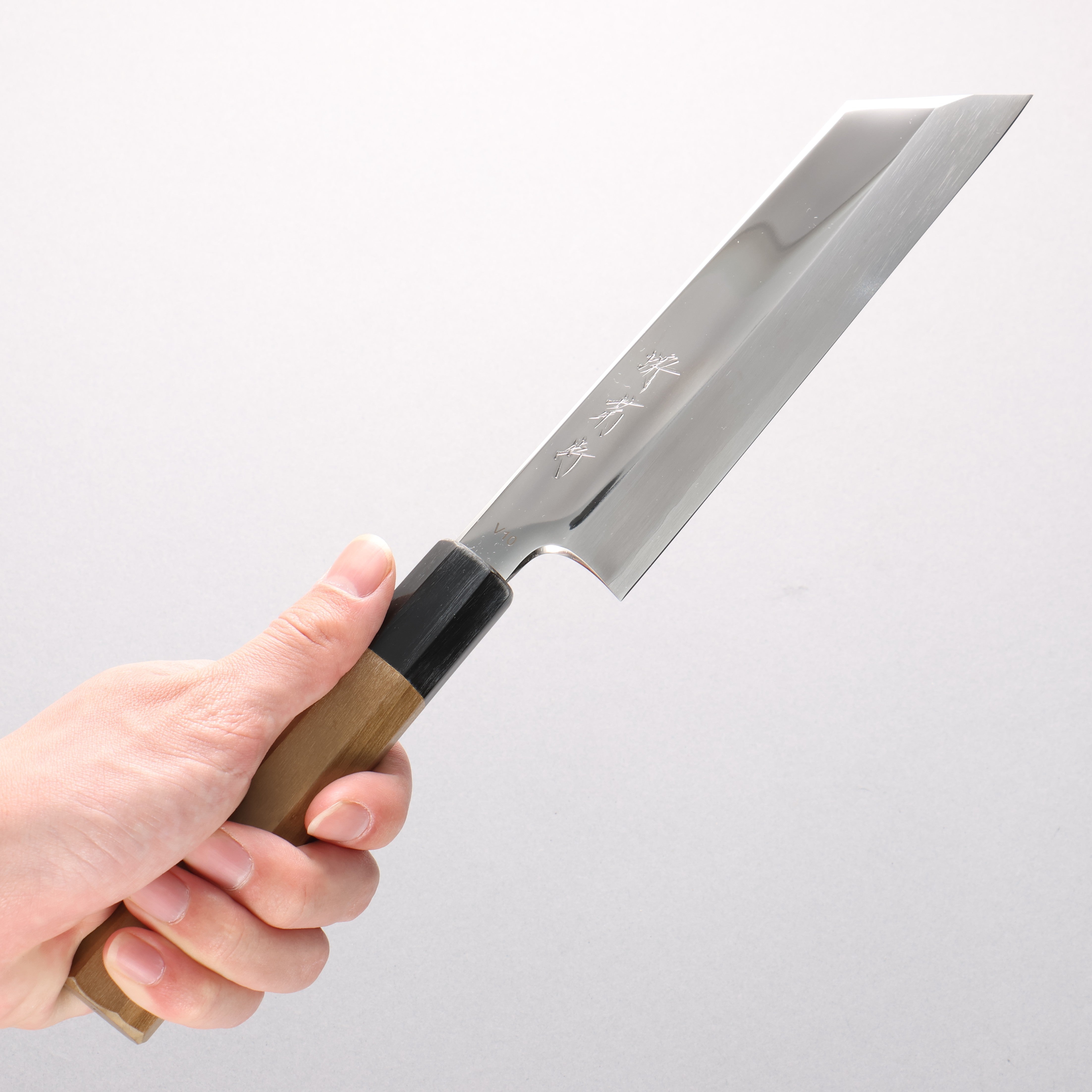 堺 菊守 V金10号 鏡面仕上げ ムキ物包丁 180mm 朴柄 – 清助刃物 Japan